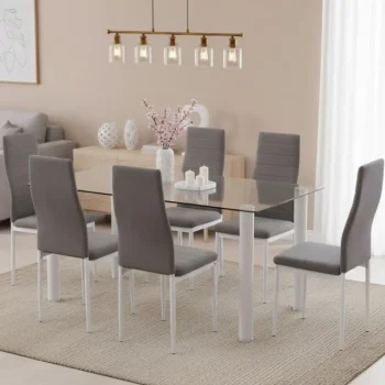 DISTRIGAL Packs De Sillas|Sillas Tapizadas^Pack 6 Sillas Comedor Yuri Tapizadas En Microfibra Marengo Y Patas Blancas