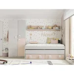 FORES Dormitorios Juveniles Completos^Pack Cama Nido Doble Juvenil NUBE Y Armario Dos Puertas