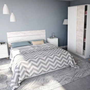 FORES Conjuntos Dormitorios Matrimonio Baratos^Pack Dormitorio Sweet: Cabecero Con 2 Mesitas Y Armario Blanco Velho - Artik