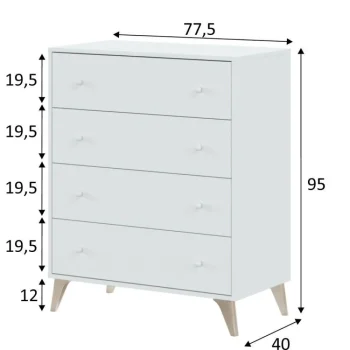 FORES Conjuntos Dormitorios Matrimonio Baratos^Pack Dormitorio Sweet: Cabecero Con Dos Mesitas, Cómoda Y Cama 4 Cajones Blanco Artik - Velho