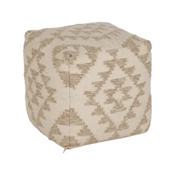 IXIA Puffs^Puf De Lana Y Algodón Cuadrado Blanco Natural 45 X 45 X 45 Cm