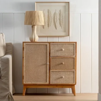 IXIA Recibidores^Recibidor De Madera Gerel 3 Cajones 1 Puerta Natural 75,5 X 75,5 X 37 Cm