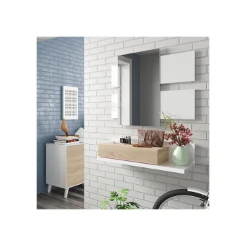 FORES Recibidores^Recibidor Tekkan Roble Canadian Con 1 Cajon Y Espejo 75 X 116 X 29 Cm