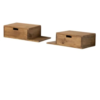 IXIA Mesillas De Noche^Set 2 Mesillas Noche Flotantes Madera 1 Cajon Miel 55 X 15 X 25 Cm