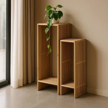 IXIA Recibidores^Set 2 Peanas De Madera De Teca Bellamonte Natural 33 X 86 X 27 Cm