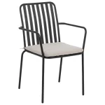 IXIA Sillas De Jardín^Sillá Metálica Apilable Para Jardín Con Brazos Antracita 56 X 87 X 57 Cm