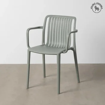 IXIA Sillas De Jardín|Sillas De Polipropileno^Silla Apilable Con Brazos Exterior Polipropileno Verde 53 X 77,5 X 50 Cm