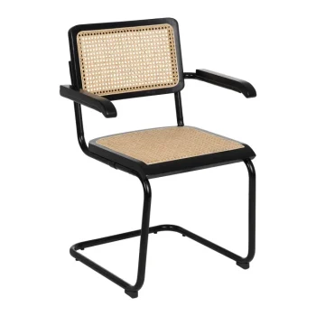 IXIA Sillas De Madera^Silla Con Brazos Asiento Y Respaldo Ratán Negro - Natural 61,5 X 82,5 X 53 Cm