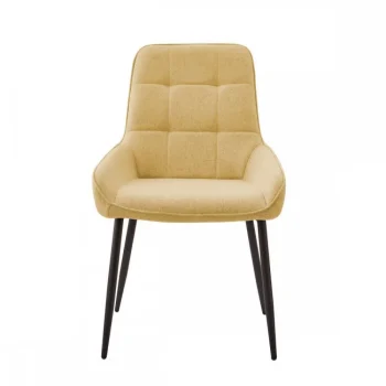 NAKURA Sillas Tapizadas^Silla De Comedor Caracas Tapizado Easy Clean Mostaza - Negro 54 X 88 X 55 Cm