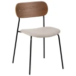 IXIA Sillas Tapizadas^Silla De Comedor Con Respaldo Marrón Tapizado Crema 49 X 53 X 80 Cm