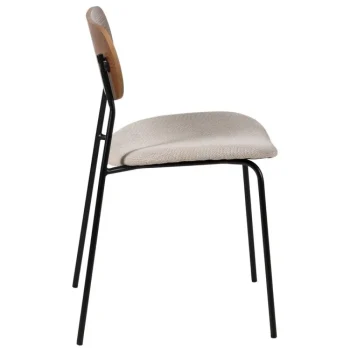 IXIA Sillas Tapizadas^Silla De Comedor Con Respaldo Marrón Tapizado Crema 49 X 53 X 80 Cm