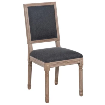 IXIA Sillas De Madera^Silla De Comedor Madera De Caucho Tapizado Gris Oscuro 49 X 46 X 96 Cm