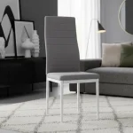 DISTRIGAL Sillas Tapizadas^Silla De Comedor Yuri Tapizada En Microfibra Jarama Marengo Con Patas Metálicas Blancas