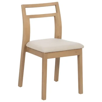IXIA Sillas Tapizadas^Silla De Madera Color Natural Asiento Tapizado Beige 41 X 81 X 50 Cm
