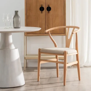 IXIA Sillas De Madera^Silla De Madera De Haya Color Natural Asiento Beige 53 X 80 X 55 Cm