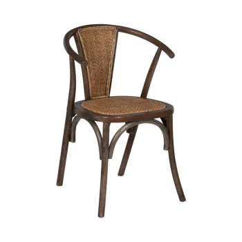 IXIA Sillas De Hostelería|Sillas De Ratán Y Fibras^Silla De Madera De Olmo Chocolate Asiento Y Respaldo En Ratán 55 X 81 X 50 Cm