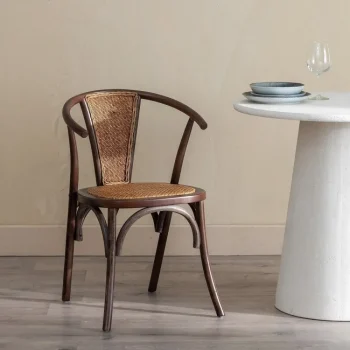 IXIA Sillas De Hostelería|Sillas De Ratán Y Fibras^Silla De Madera De Olmo Chocolate Asiento Y Respaldo En Ratán 55 X 81 X 50 Cm