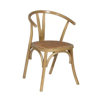 IXIA Sillas De Ratán Y Fibras|Sillas De Madera^Silla De Madera De Olmo Marrón Respaldo Curvo Asiento En Ratán 55 X 81 X 50 Cm