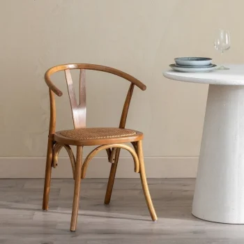 IXIA Sillas De Ratán Y Fibras|Sillas De Madera^Silla De Madera De Olmo Miel Respaldo Curvo Asiento En Ratán 55 X 81 X 50 Cm