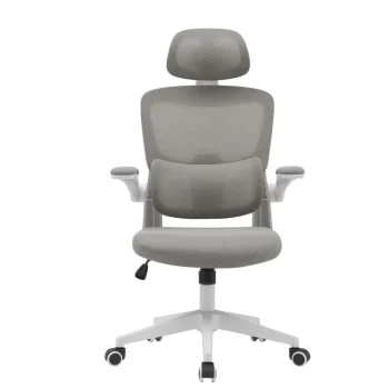 NAKURA Sillas De Estudio|Sillas De Oficina^Silla De Oficina Con Reposacabezas Aroa Gris - Blanca 65 X 114 - 124 X 55 Cm