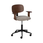 IXIA Sillas De Oficina^Silla De Oficina Con Ruedas En Madera Tapizada Beige - Marrón 60 X 89 - 101 X 60 Cm