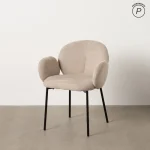 IXIA Sillas Tapizadas^Silla De Salón Con Brazos Tapizado Beige Metal Negro 66 X 79 X 60 Cm