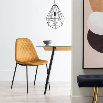 IXIA Sillas Tapizadas^Silla De Salón Tapizada Rombos Marrón Patas Metálicas Negras 46 X 83,5 X 51 Cm