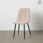 IXIA Sillas Tapizadas^Silla De Salón Tapizado Cuadrados Beige Metal Negro 44 X 89 X 42 Cm