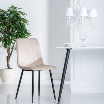 IXIA Sillas Tapizadas^Silla De Terciopelo Franjas Vertícales Tapizado Taupe 45 X 88,5 X 51 Cm