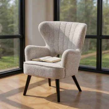 IXIA Sillones^Sillón Clásico Orejero Jaspeado Tapizado En Color Cruco 70 X 90 X 74 Cm