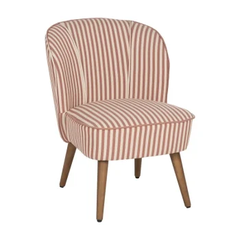 IXIA Sillones^Sillón De Madera De Caucho Tapizado A Rayas Terracota 54 X 73 X 64 Cm