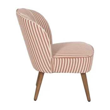 IXIA Sillones^Sillón De Madera De Caucho Tapizado A Rayas Terracota 54 X 73 X 64 Cm