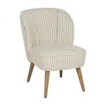 IXIA Sillones^Sillón De Madera De Caucho Tapizado A Rayas Verde - Blanco 54 X 73 X 64 Cm