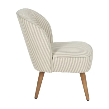 IXIA Sillones^Sillón De Madera De Caucho Tapizado A Rayas Verde - Blanco 54 X 73 X 64 Cm
