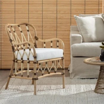 IXIA Sillones^Sillón De Ratán Natural Con Asiento Tapizado 58 X 85 X 62 Cm
