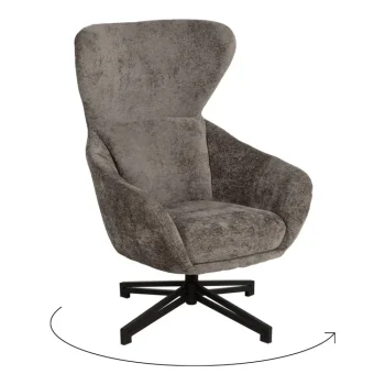 IXIA Sillones^Sillón Giratorio Con Brazos Tapizado Gris 78 X 104,5 X 84,5 Cm