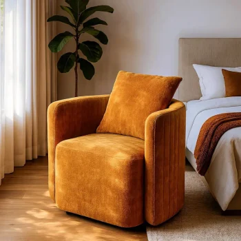 IXIA Sillones^Sillón Giratorio Tapizado Ocre 76 X 84 X 70 Cm