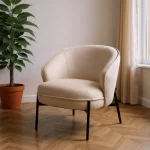 IXIA Sillones^Sillón Moderno Tapizado Beige Con Patas Metálicas 70 X 75 X 70 Cm