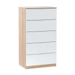 FORES C贸modas^Sinfonier 5 Cajones Roble Canadian - Blanco Artík 60 X 110 X 40 Cm