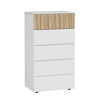 FORES Sinfonier^Sinfonier Cómoda Alta 5 Cajones Ethna Blanco Artik - Natur 61 X 109 X 40 Cm