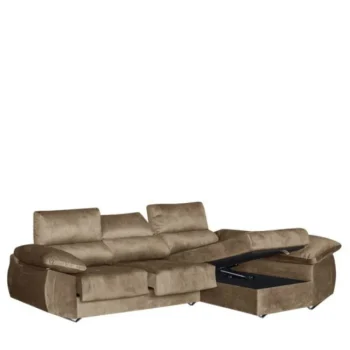 DISTRIGAL Chaise Longues^Sofá Chaise Longue Epi Con Arcón Tapizado En Tela Magnol Piedra 290 X 100 X 80,5 - 150 Cm