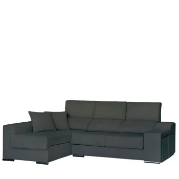 DISTRIGAL Chaise Longues^Sofá Chaise Longue Málaga Con Arcón Tapizado En Tela Nevada Gris Oscuro 265 X 100 X 80,5 - 140 Cm