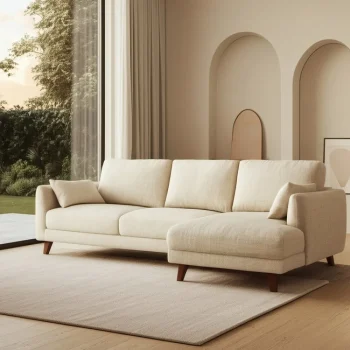 IXIA Chaise Longues^Sofá Chaise Longue Reversible Tapizado En Tela Color Beige 240 X 86 X 150 Cm