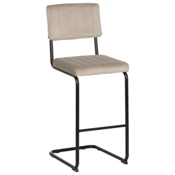 IXIA Taburetes De Cocina^Taburete Alto Con Respaldo Contract Estructura Metálica Tapizado Beige  44 X 115 X 50 Cm