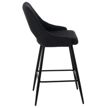 IXIA Taburetes De Cocina^Taburete Alto Con Respaldo Rombos Tapizado Negro 50 X 95 X 55 Cm