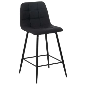 IXIA Taburetes De Cocina^Taburete Alto Con Respaldo Tapizado Negro 45 X 92 X 55 Cm