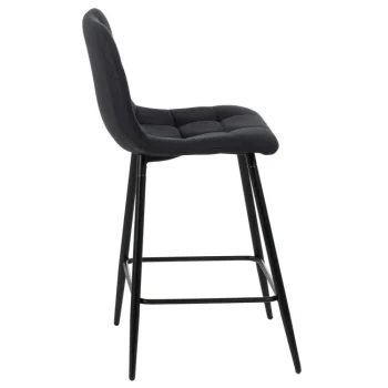 IXIA Taburetes De Cocina^Taburete Alto Con Respaldo Tapizado Negro 45 X 92 X 55 Cm