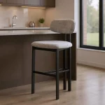 IXIA Taburetes De Cocina^Taburete Alto De Bar Girona Tapizado Repelente Al Agua Gris 50 X 109 X 47cm