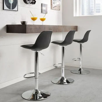 VELASCO Taburetes De Cocina^Taburete Alto Gas Regulable En Altura Toledo Negro