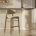 IXIA Taburetes De Cocina^Taburete De Bar Alto Laredo Tapizado Repelente Al Agua Beige 54 X 105 X 52 Cm